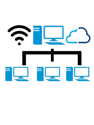 Image showing Dental Clinic Wired & Wireless Network setup with various cables, routers, and computer technology devices