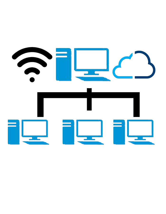 Dental clinic wired and wireless network diagram showcasing computer technology connections for efficient communication.