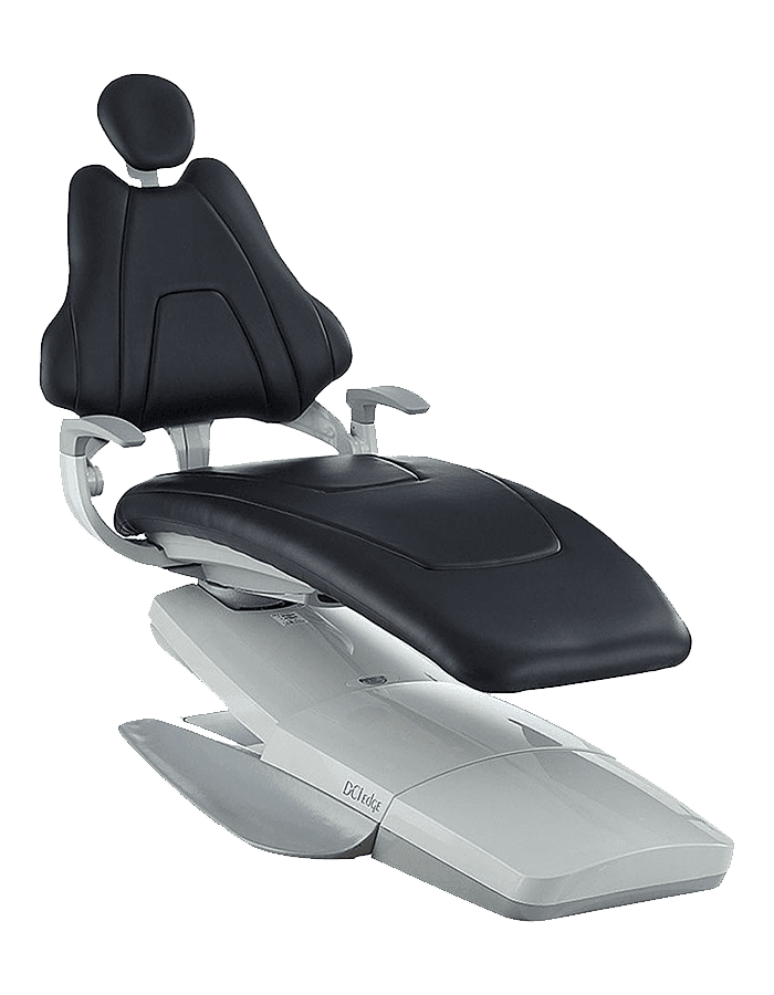 Dental chair featuring a modern design with adjustable seating, ergonomic armrests, and headrest, suitable for dental clinics.