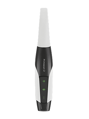 Close-up view of the IS 3800 W intraoral scanner, showcasing its sleek, ergonomic design for dental scanning.